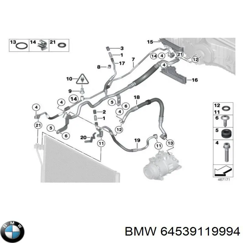 64539119994 BMW tubo flexible de aire de sobrealimentación, de turbina