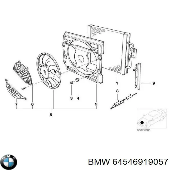 64546919057 BMW ventilador (rodete +motor aire acondicionado con electromotor completo)