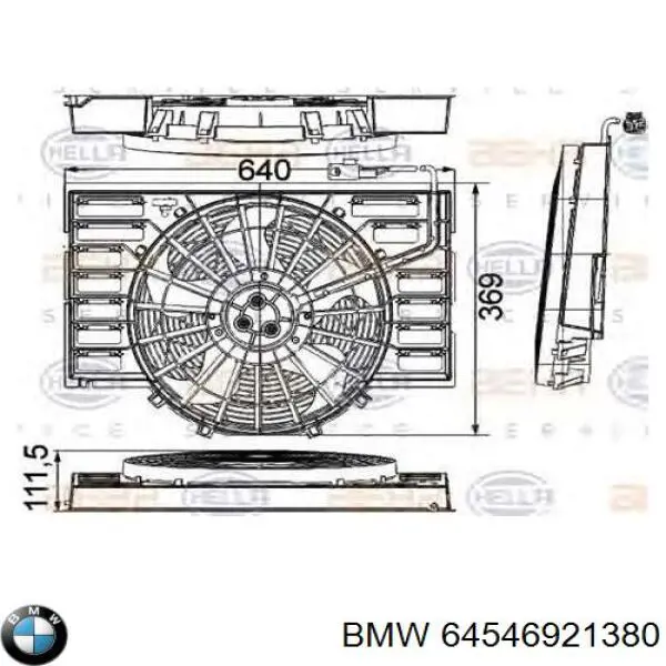 Comprar 64546921380 BMW Difusor del radiador del aire acondicionado con ventilador y motor