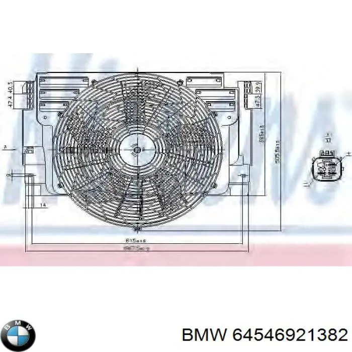 Comprar 64546921382 BMW Difusor del radiador del aire acondicionado con ventilador y motor