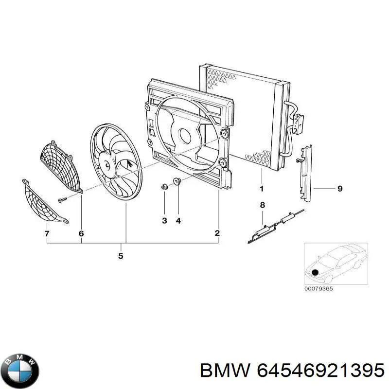 Difusor del radiador del aire acondicionado con ventilador y motor 64546921395 BMW