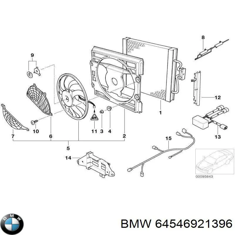 64546921396 BMW ventilador (rodete +motor aire acondicionado con electromotor completo)