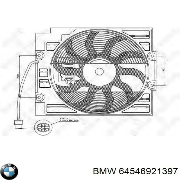 Comprar 64546921397 BMW Ventilador eléctrico de aire acondicionado completo (motor y aspa)