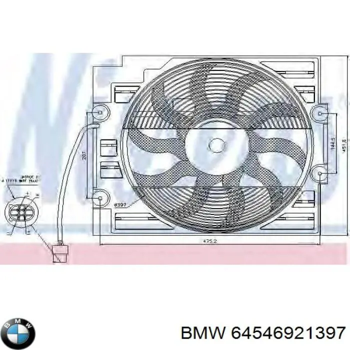 64546921397 BMW ventilador (rodete +motor aire acondicionado con electromotor completo)