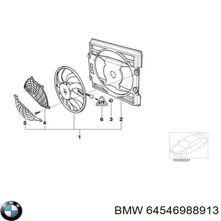 64546988913 BMW difusor de radiador, ventilador de refrigeración, condensador del aire acondicionado, completo con motor y rodete