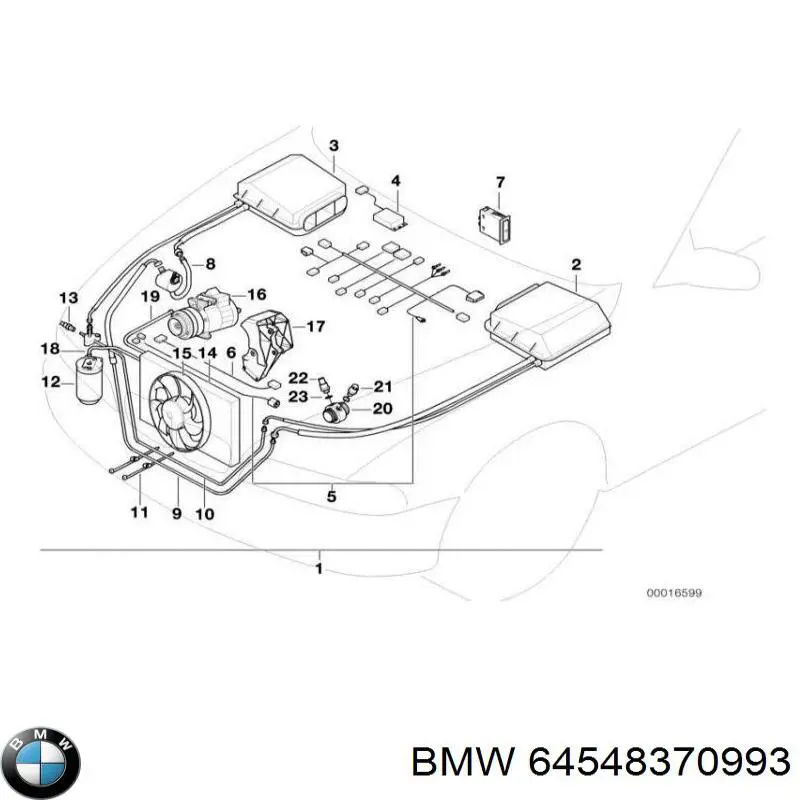 Difusor del radiador del aire acondicionado con ventilador y motor BMW 64548370993