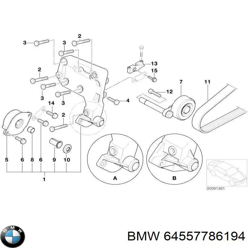 64557786194 BMW compresor de aire acondicionado soporte