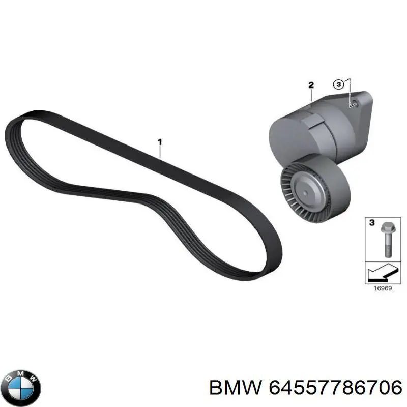 Comprar 64557786706 BMW Polea tensora, correa poli V