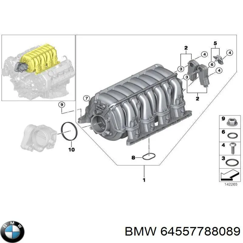 Buje del amortiguador del tensor de la correa de transmisión BMW 64557788089