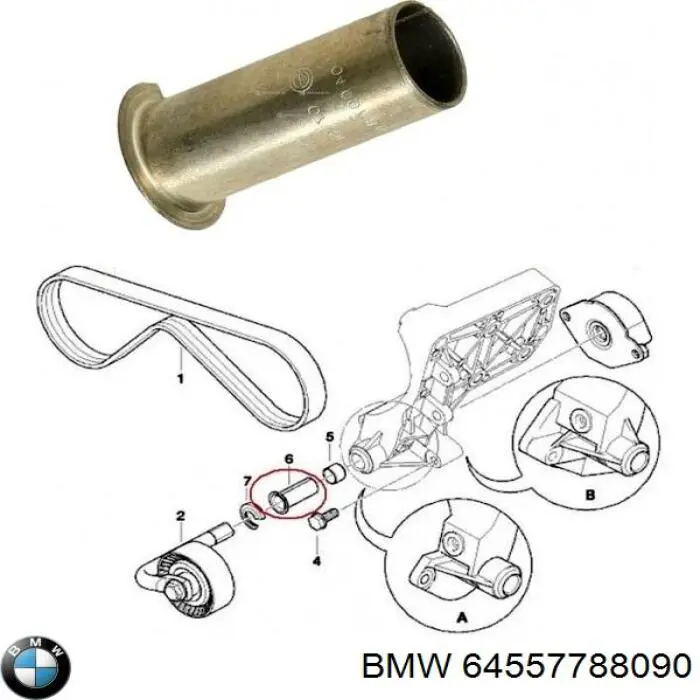 Manguito, Amortiguador vibraciones, Correa trapecial, Tensor de correa para BMW 5 (E60)