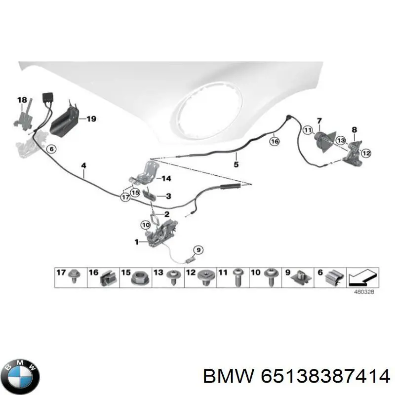 65138387414 BMW clips de fijación de moldura de puerta