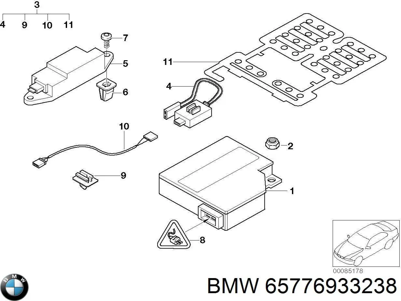 65776933238 BMW procesador del modulo de control de airbag