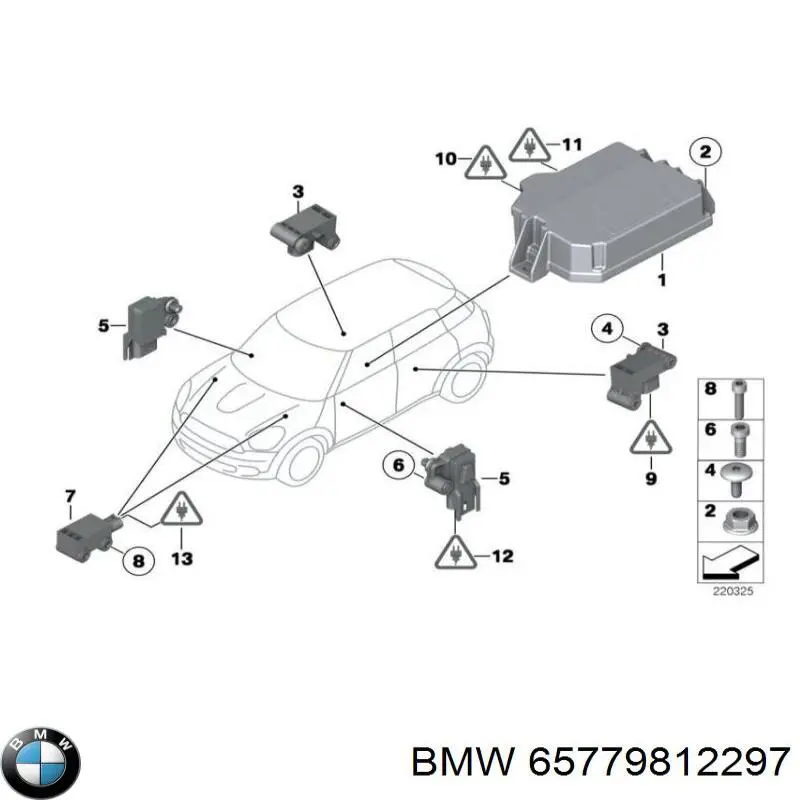 65779812297 BMW procesador del modulo de control de airbag