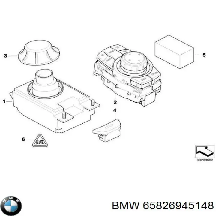 65826983881 BMW interruptor de control del centro de mensaje