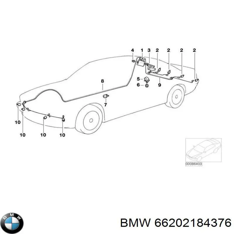 66202184376 BMW sensor de alarma de estacionamiento(packtronic Delantero/Trasero Central)