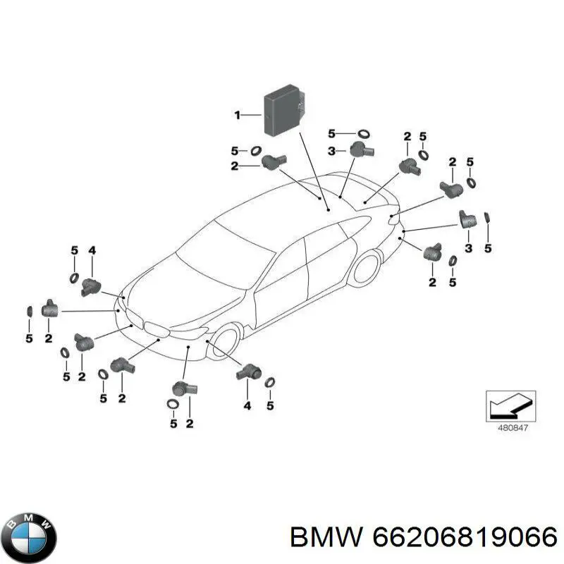66206819066 BMW sensor de alarma de estacionamiento(packtronic Delantero/Trasero Central)
