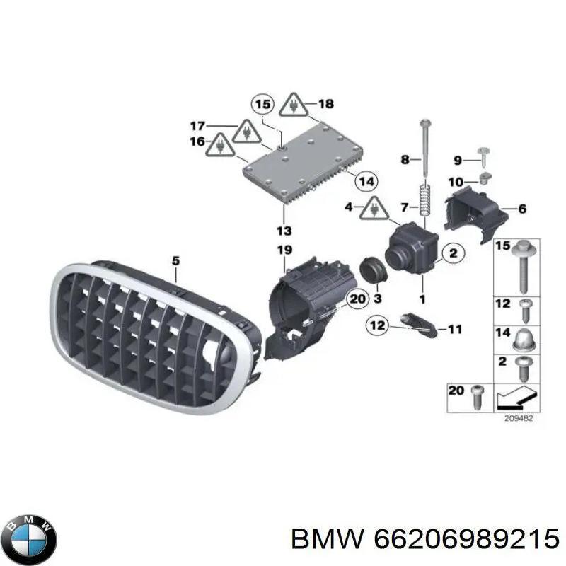 66206989215 BMW sensor de alarma de estacionamiento(packtronic Delantero/Trasero Central)