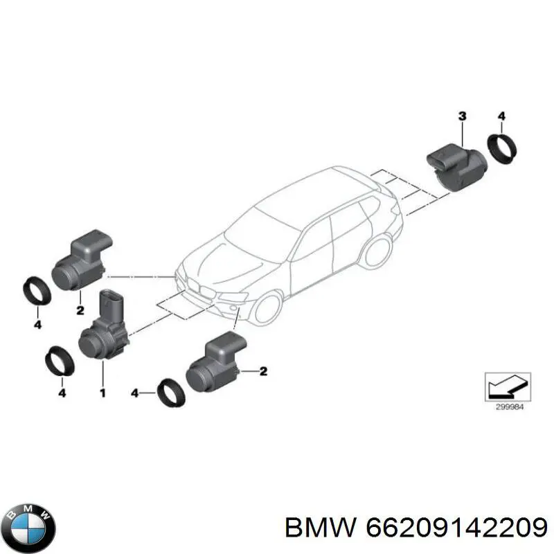 66209142209 BMW sensor de alarma de estacionamiento(packtronic Delantero/Trasero Central)