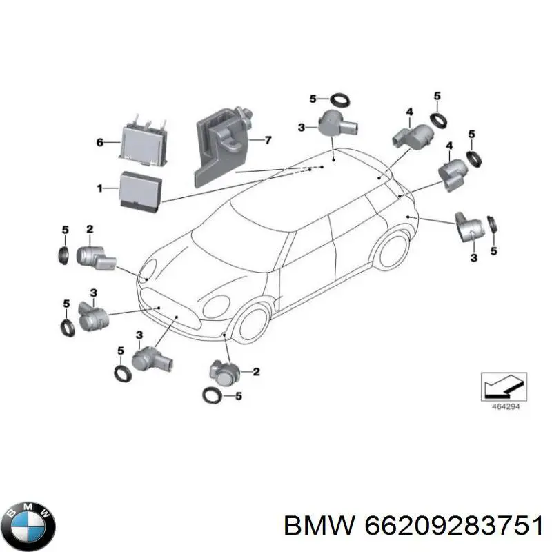 Sensor de estacionamiento delantero 66209283751 BMW