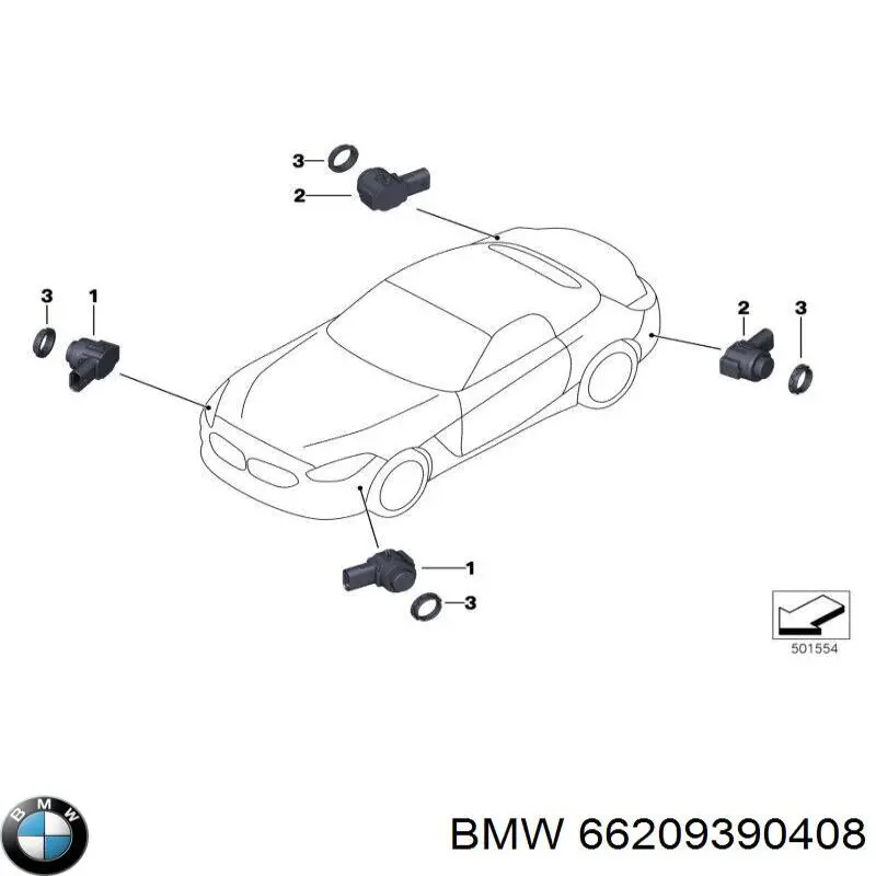 Comprar 66209390408 BMW Soporte del sensor de estacionamiento delantero lateral