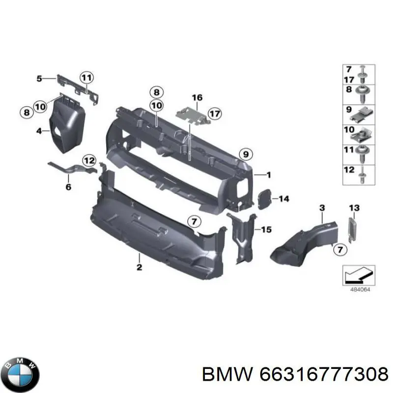 66316777308 BMW clips de fijación de pasaruedas de aleta delantera