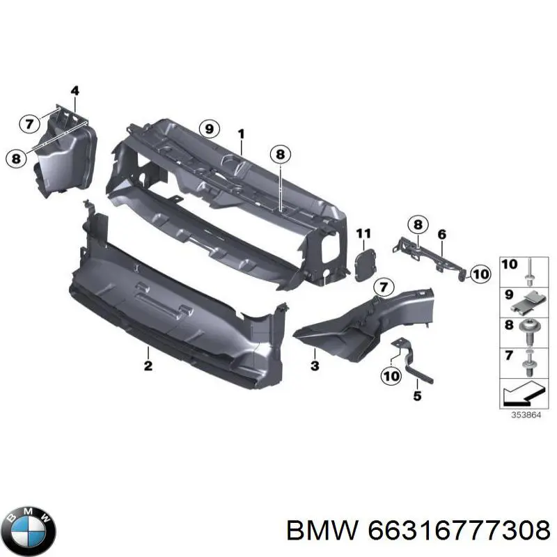 Comprar 66316777308 BMW Clip de fijación del guardabarros delantero