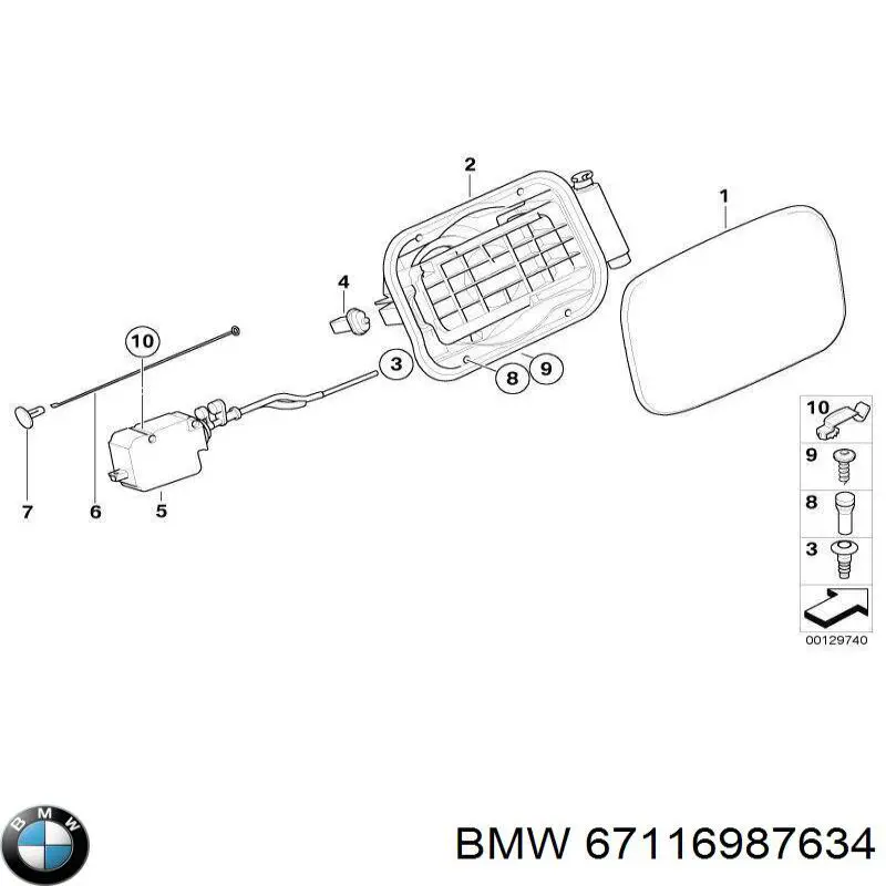 Cerradura, tapa del depósito de gasolina para BMW X3 (E83)
