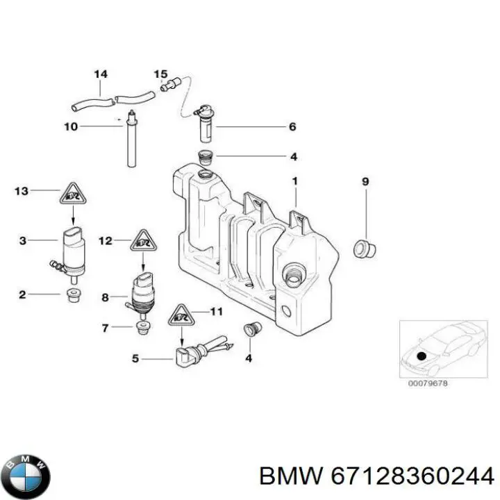 Bomba de agua limpiaparabrisas, delantera BMW 67128360244 precio, desde 10,67 EUR