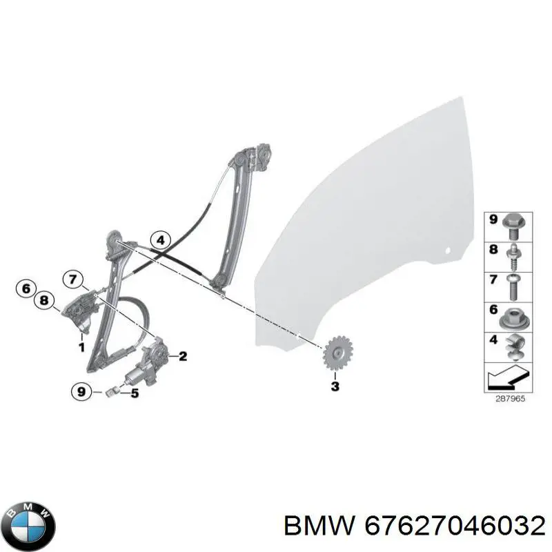 67627046032 BMW motor eléctrico, elevalunas, puerta delantera izquierda