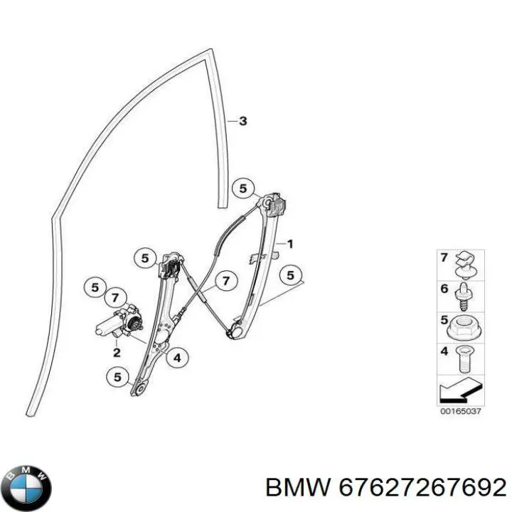 Motor eléctrico, elevalunas, puerta delantera derecha para BMW X6 (E72)