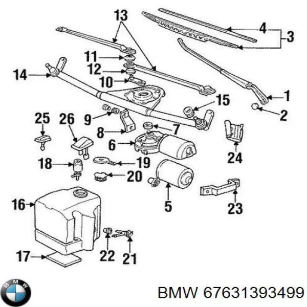 67631393499 BMW motor del limpiaparabrisas del parabrisas