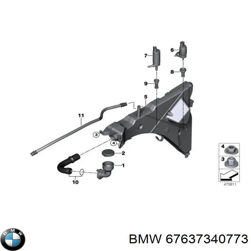 67637340773 BMW bomba de limpiaparabrisas delantera