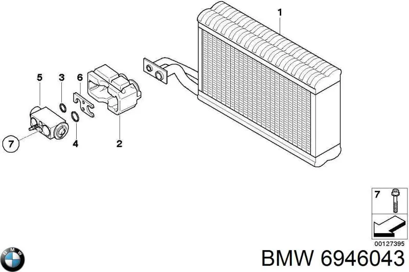 6946043 BMW evaporador, aire acondicionado