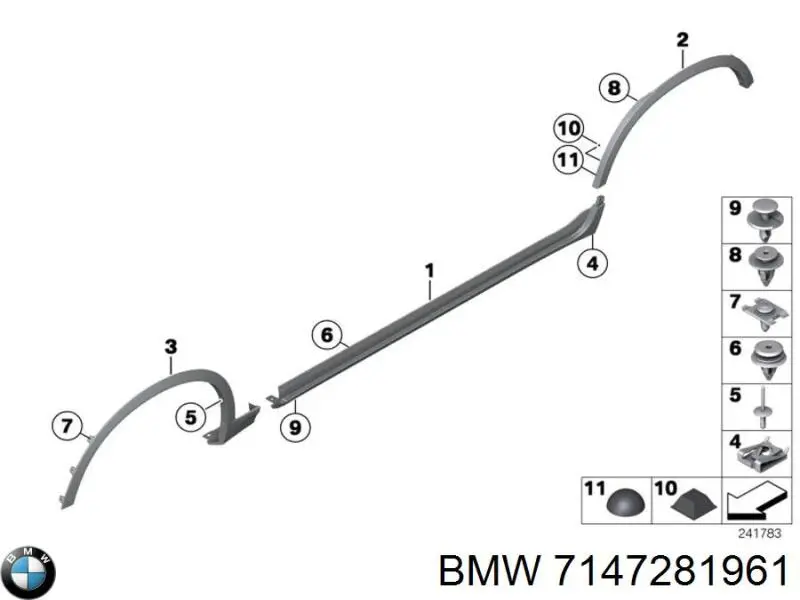 7147281961 BMW clips de fijación para rejilla de radiador