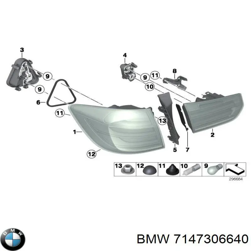 Clips fijación, revestimiento puerta BMW 07147306640