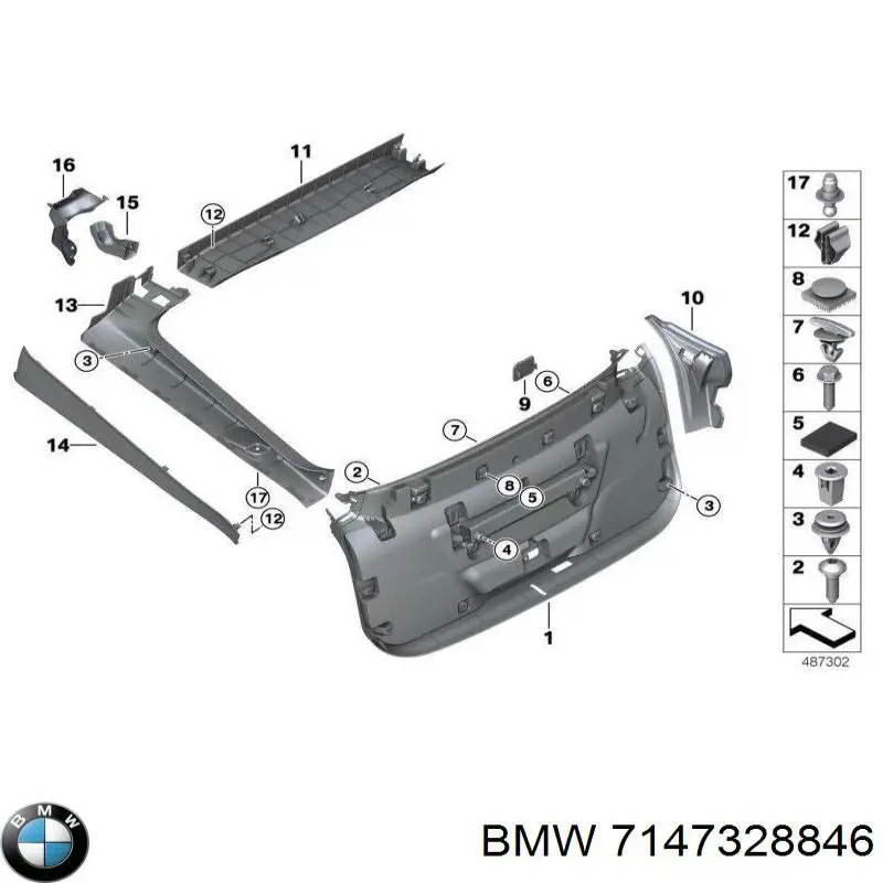 7147328846 BMW clips de fijación de pasaruedas de aleta delantera