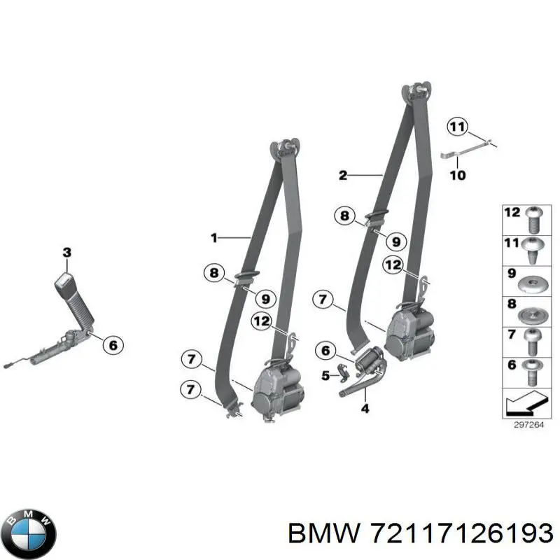Cinturón de seguridad delantero izquierdo BMW 72117126193 precio, desde 62,44 EUR