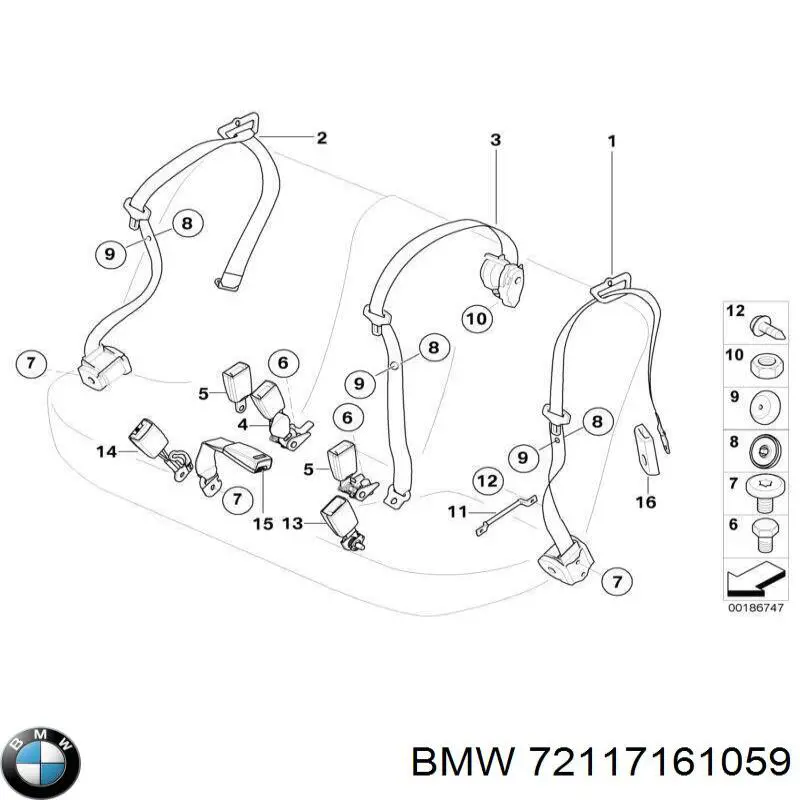 Cinturón de seguridad trasero izquierdo BMW X5 (E70)