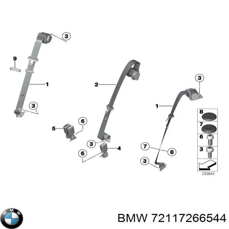 Cinturón de seguridad trasero derecho para BMW X3 (F25)