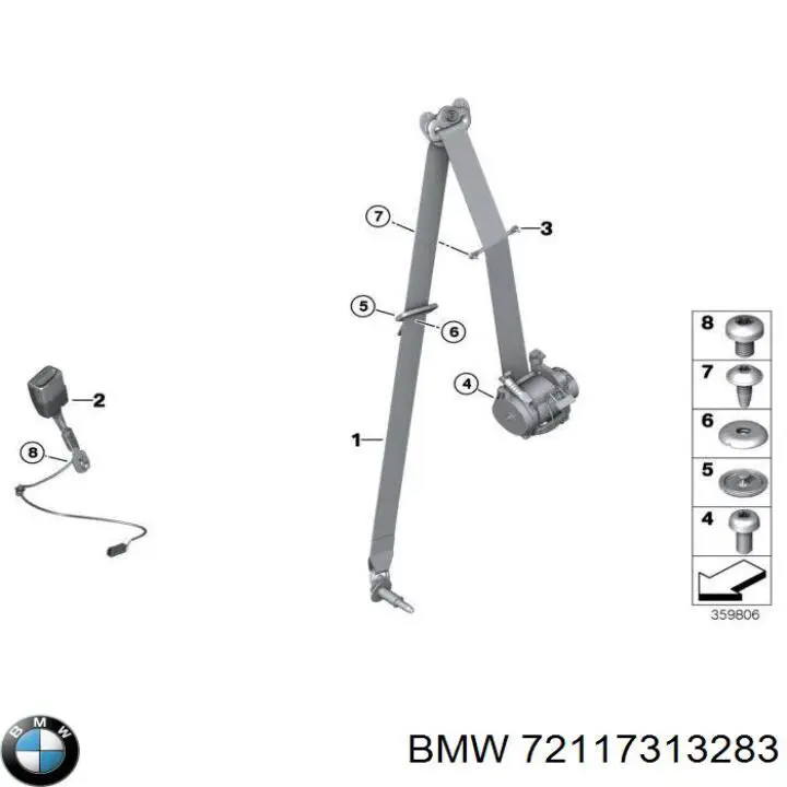 72117313283 BMW Cinturón de seguridad delantero izquierdo