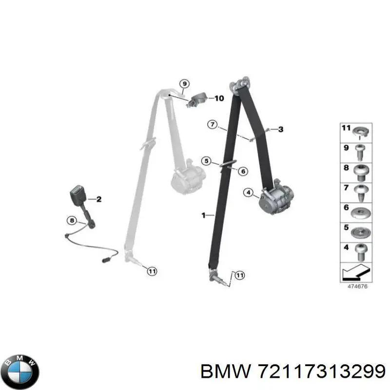 Palanca De Liberacion Cinturon De Seguridad Delantero para BMW 2 (F45)