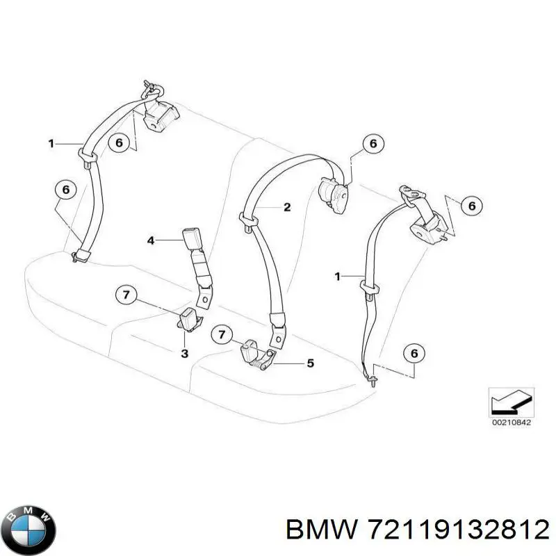 Cinturón de seguridad trasero para BMW 5 (E60)