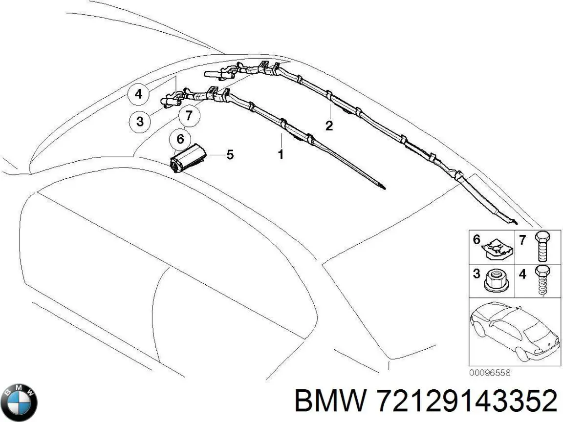 72129143352 BMW Airbag de cortina lateral derecha