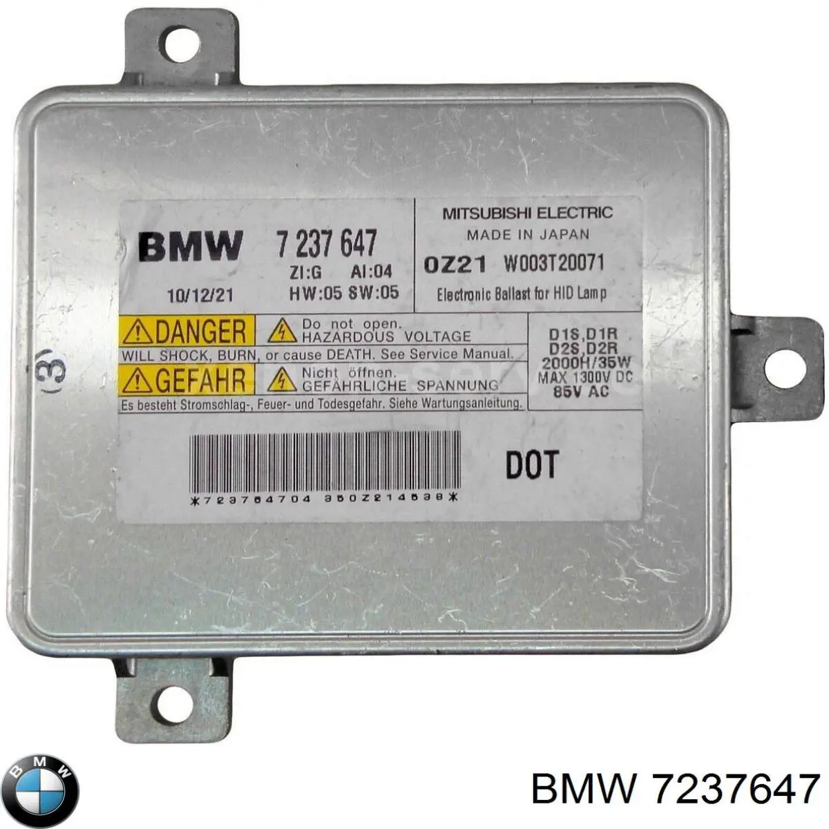 7237647 BMW bobina de reactancia, lámpara de descarga de gas