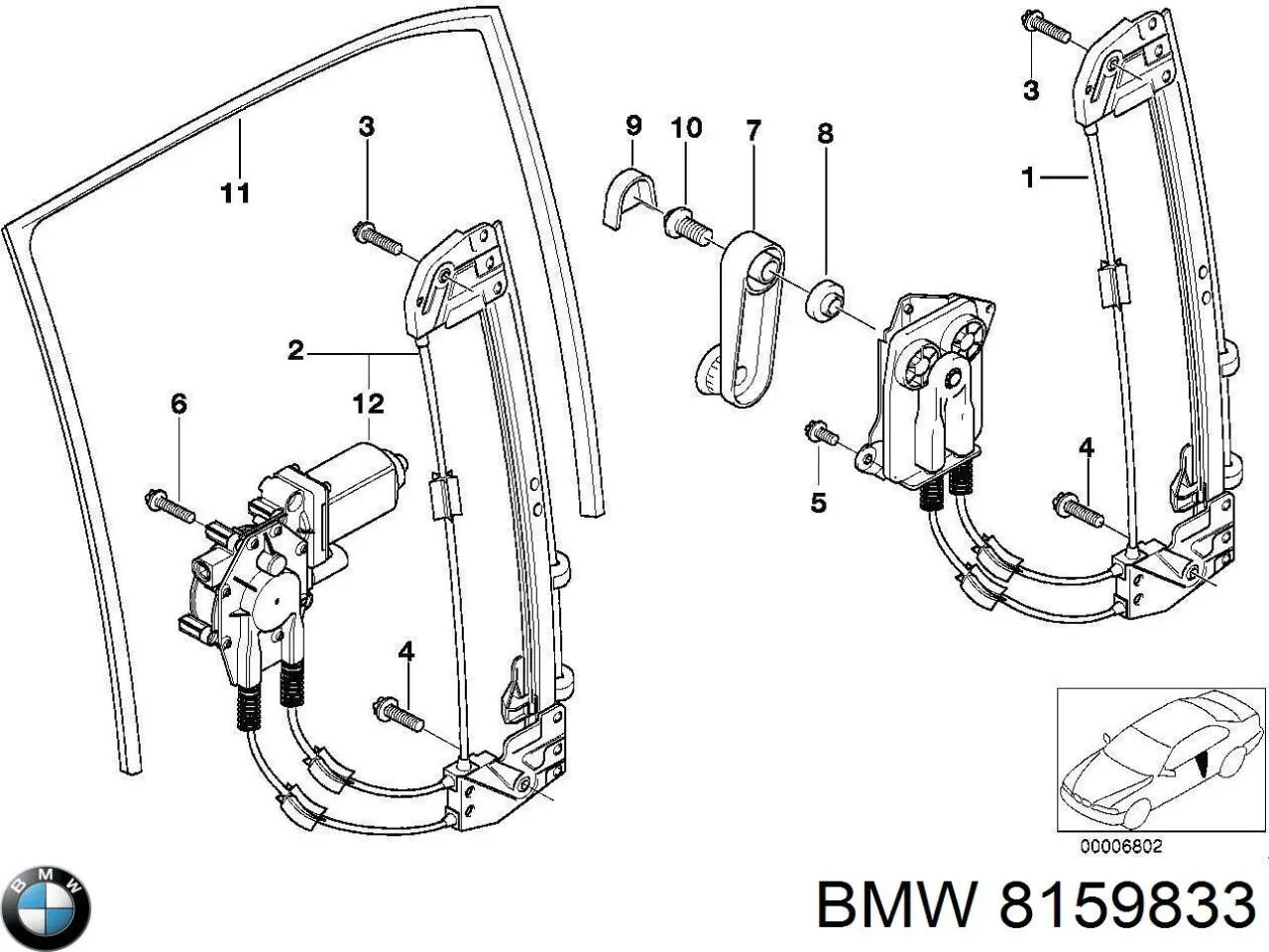 Mecanismo alzacristales, puerta trasera izquierda BMW 51348159833
