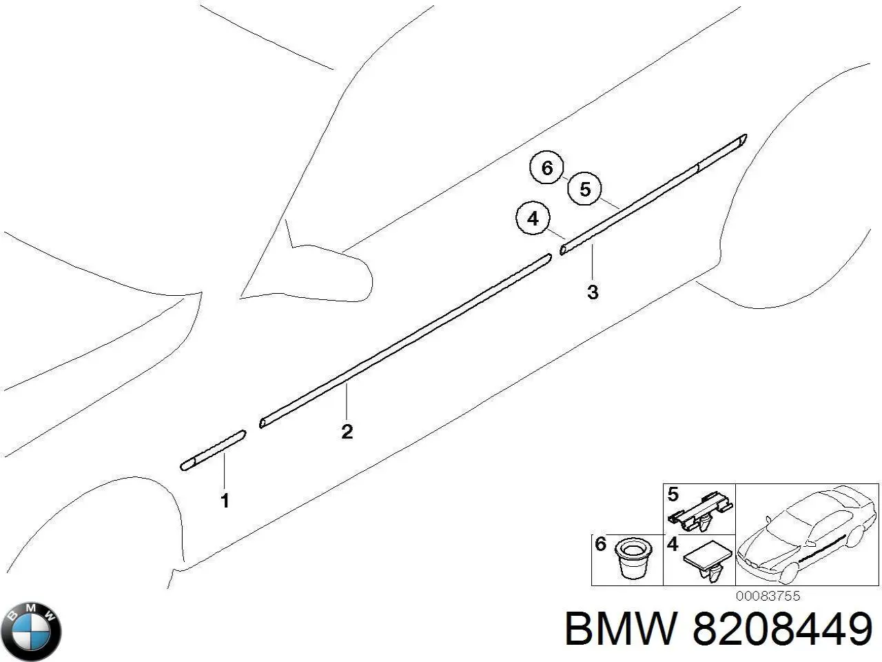 8208449 BMW moldura de la puerta delantera izquierda