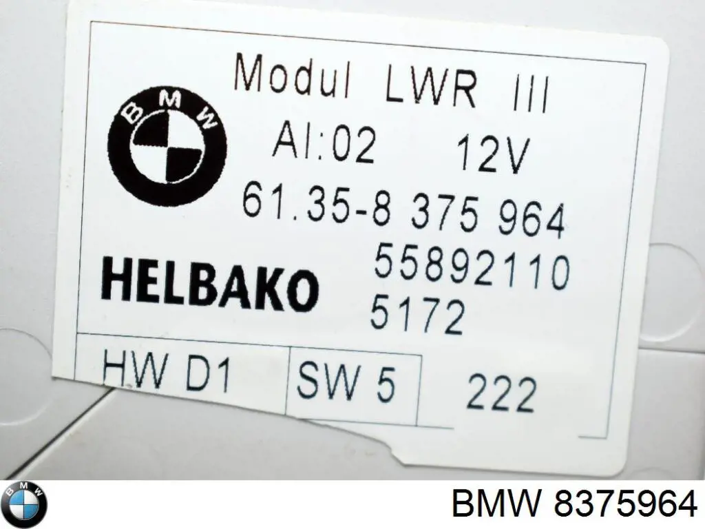 Módulo de control de iluminación adaptativa del faro derecho 8375964 BMW