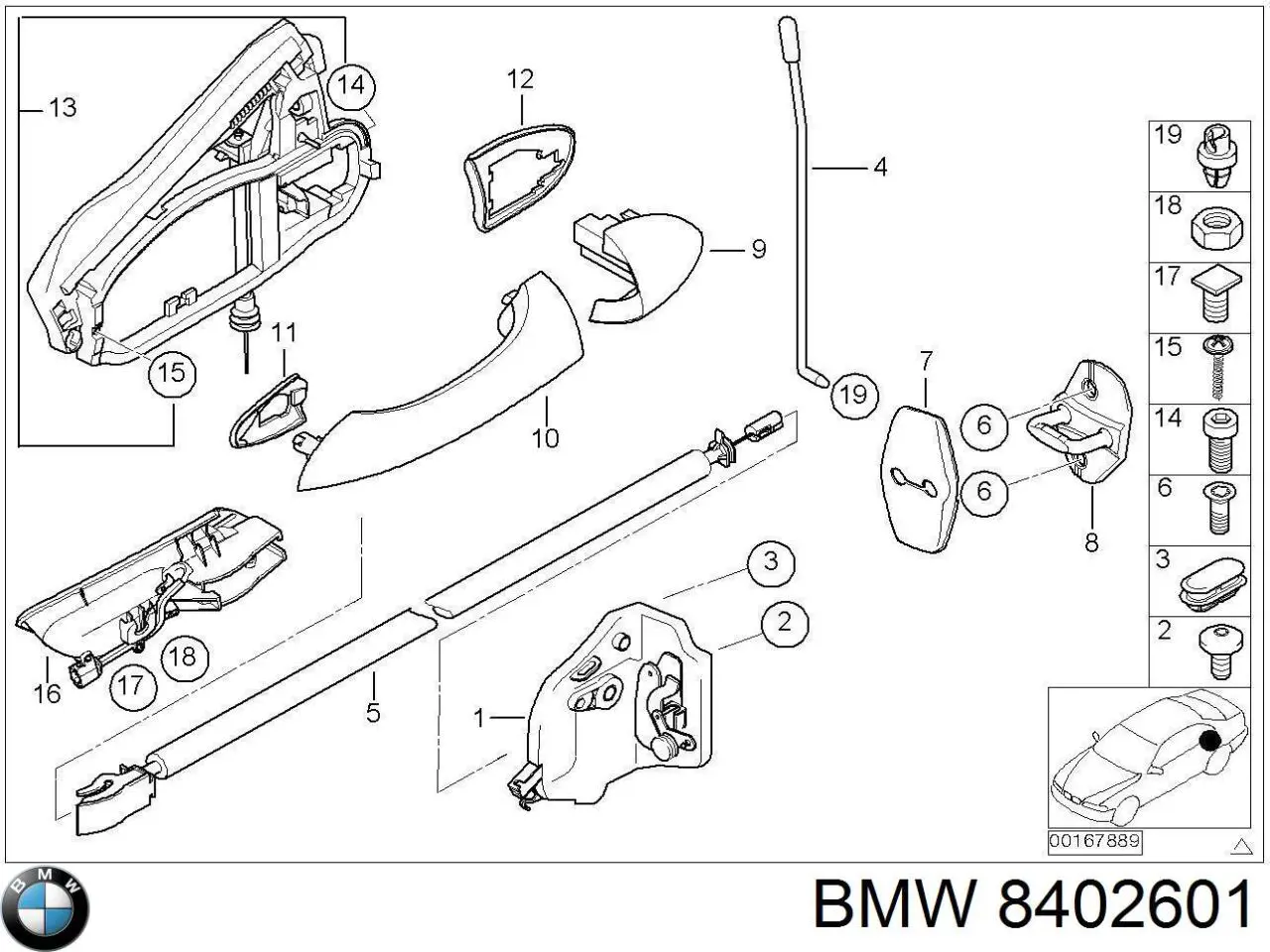 Cerradura de puerta trasera izquierda BMW 8402601 precio, desde 79,41 EUR