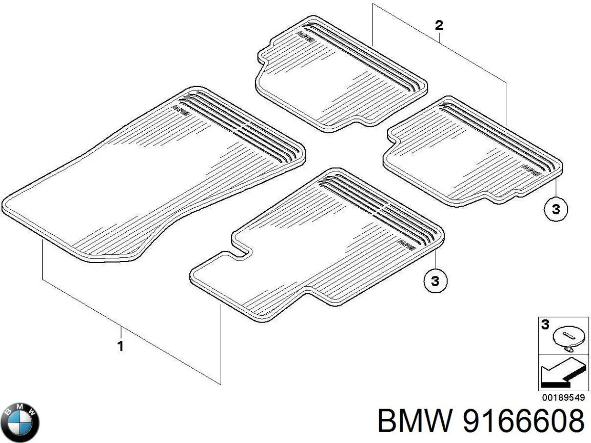 Fijaciones para juego de alfombrillas interiores 9166608 BMW