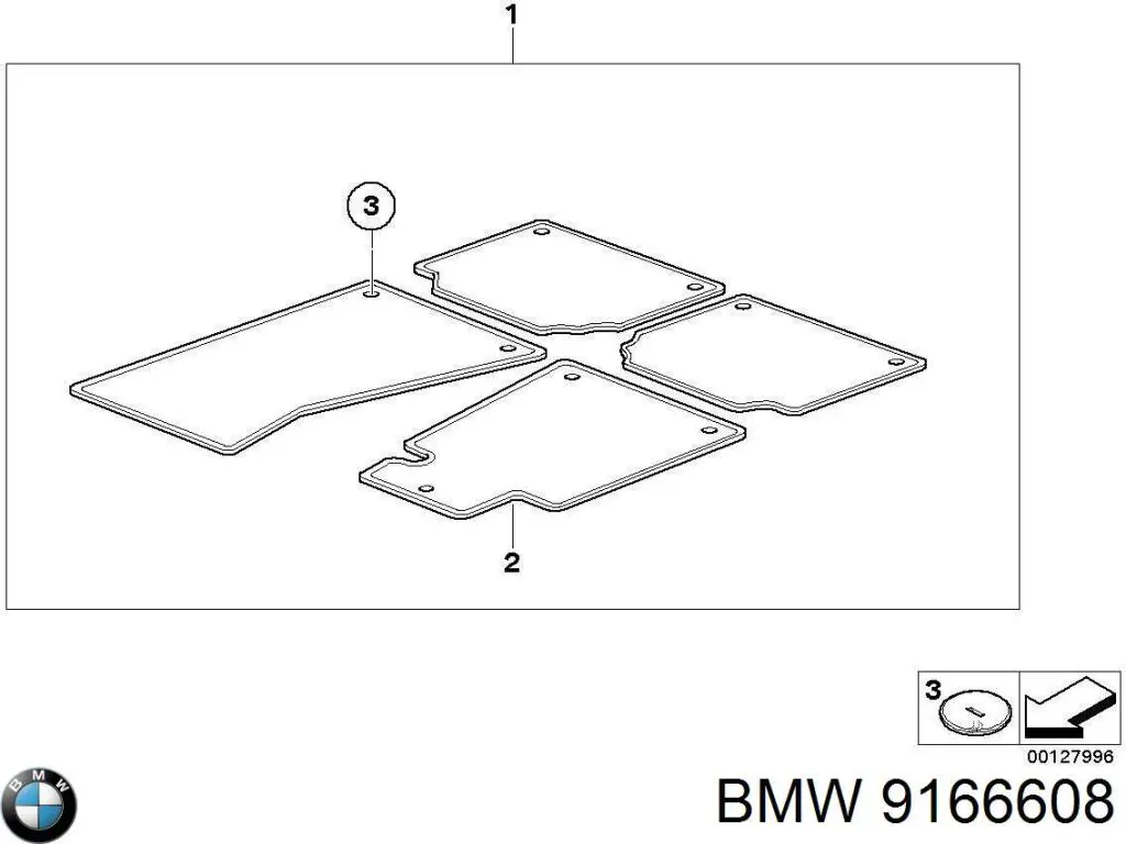 Comprar 9166608 BMW Fijaciones para juego de alfombrillas interiores